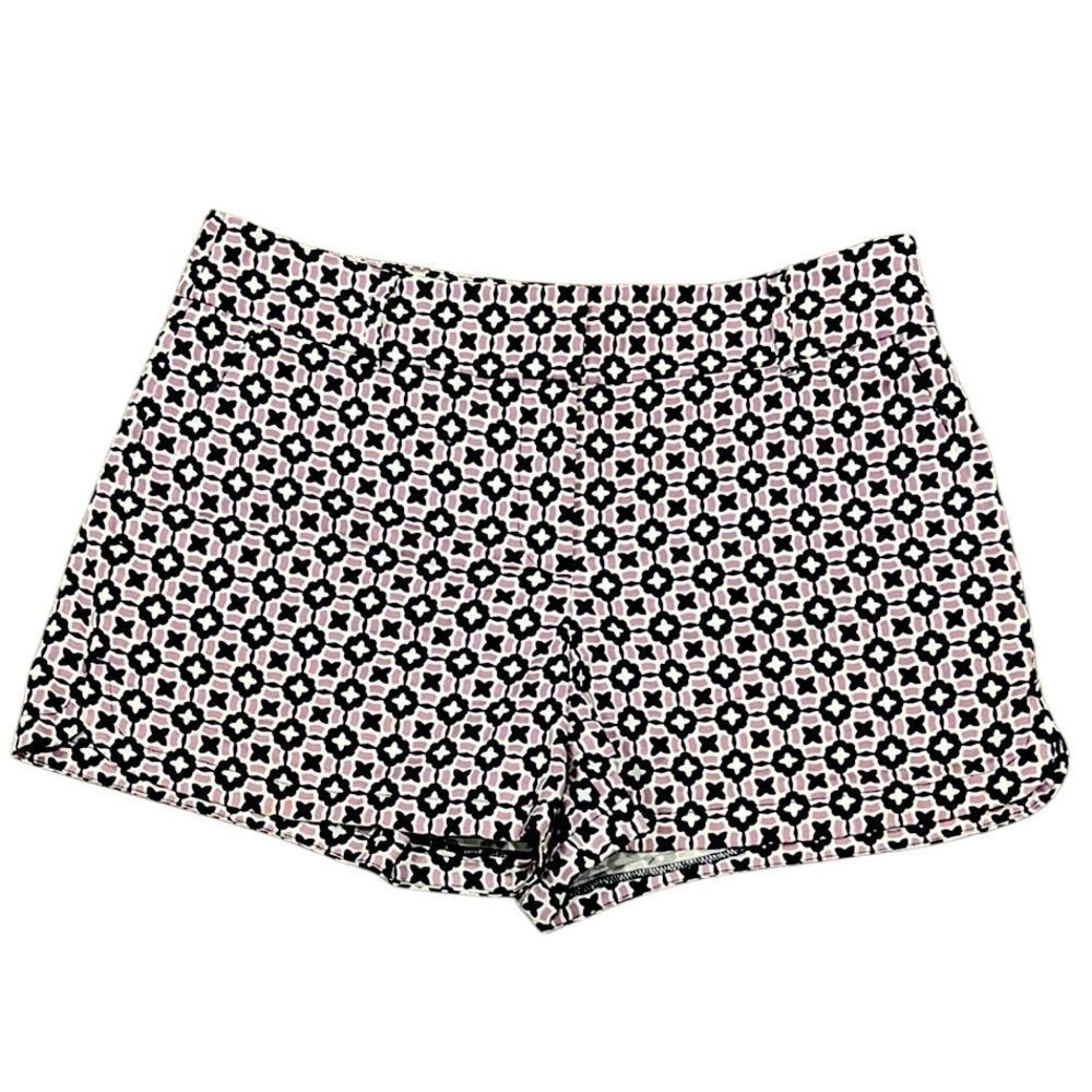 LOFT Women’s 6 High Waist Black and Lavender Geometric Shorts